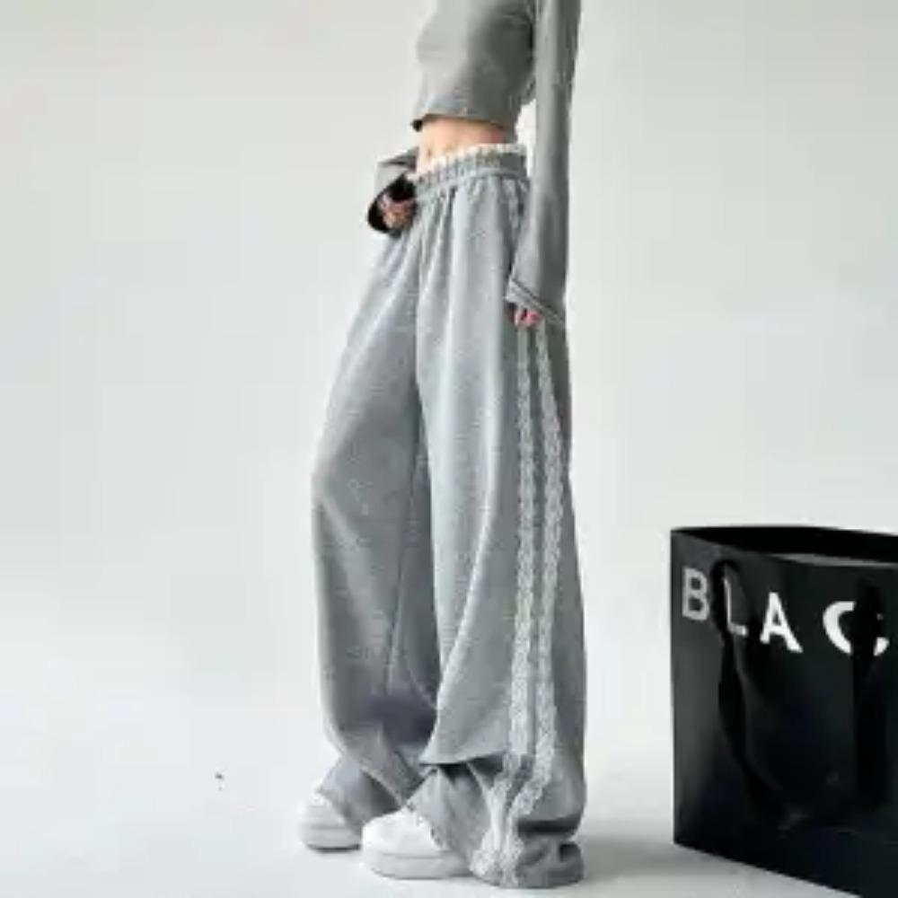 Navy Blue Wide Leg Pants Women Loose Casual Straight Long Pants For Spring Summer