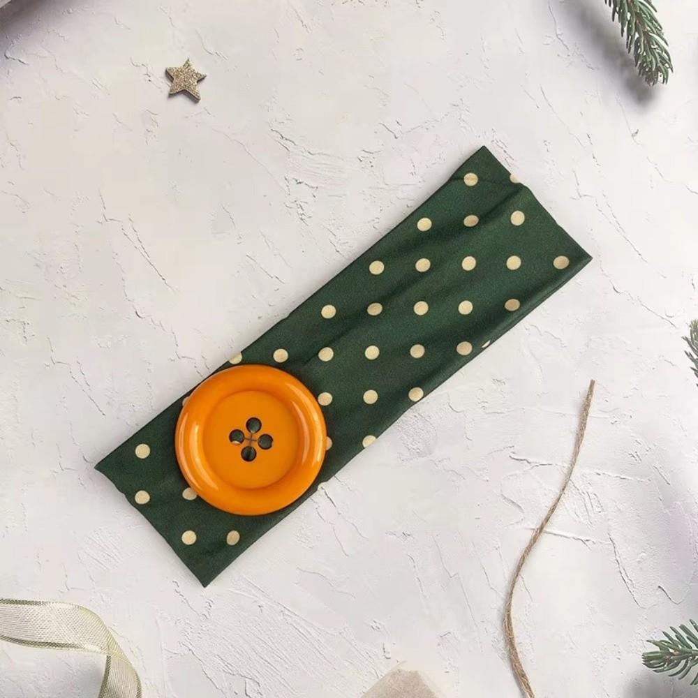 Dopamin Farbe Elastisches Kopfband Großer Knopf Yoga Haarband Modisches Polka Dot Stirnband Täglich