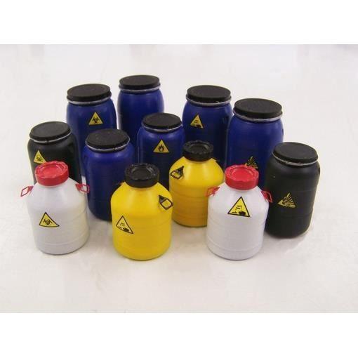 12 bidons pour produits dangereux miniatures à peindre décalcomanies fournies - PLS466