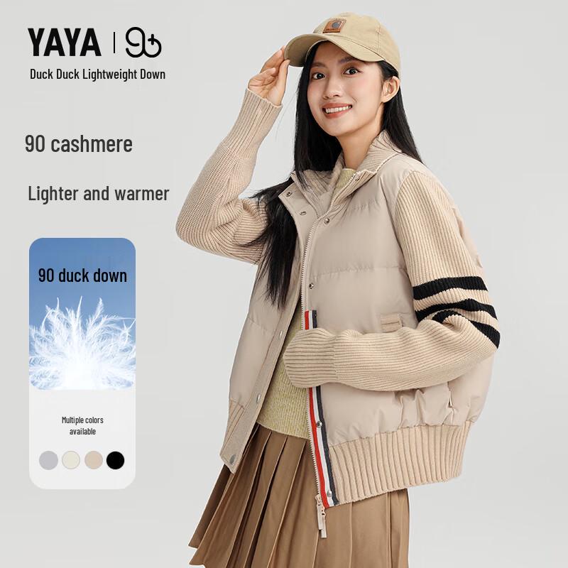 YAYA Women's Short Knitted High-Neck Down Jacket