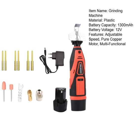 Cordless Chainsaw Sharpener with 12V Battery Rechargeable Grinding Machine Adjustable Speed Chain Sharpener Kit