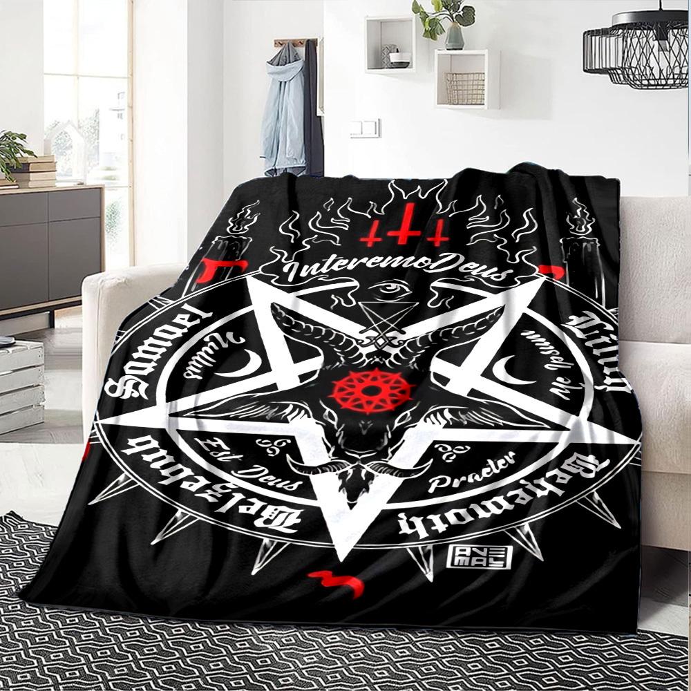 1pc Baphomet Satanism Throw Blanket Soft Flannel, Cozy All Season Polyester Perfect for Home, Office