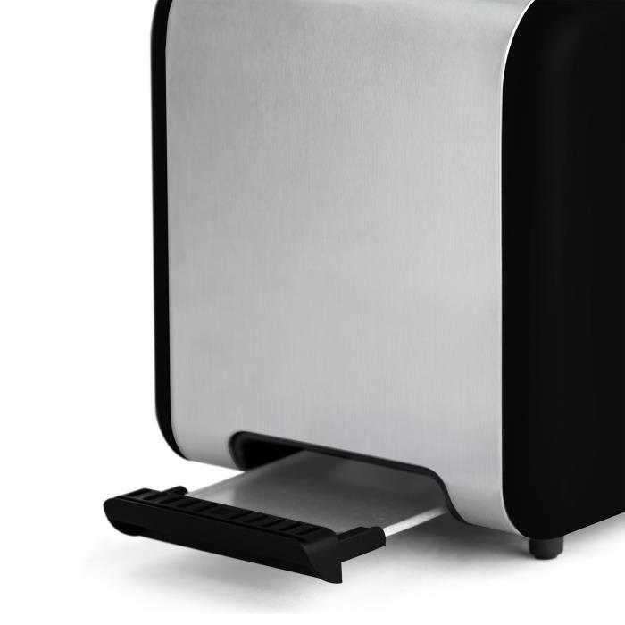 Grille-pain croustillant mellerware! dessin original. 2 fentes de 14x4 cm. fonction de réchauffage et de dégivrage (noir)