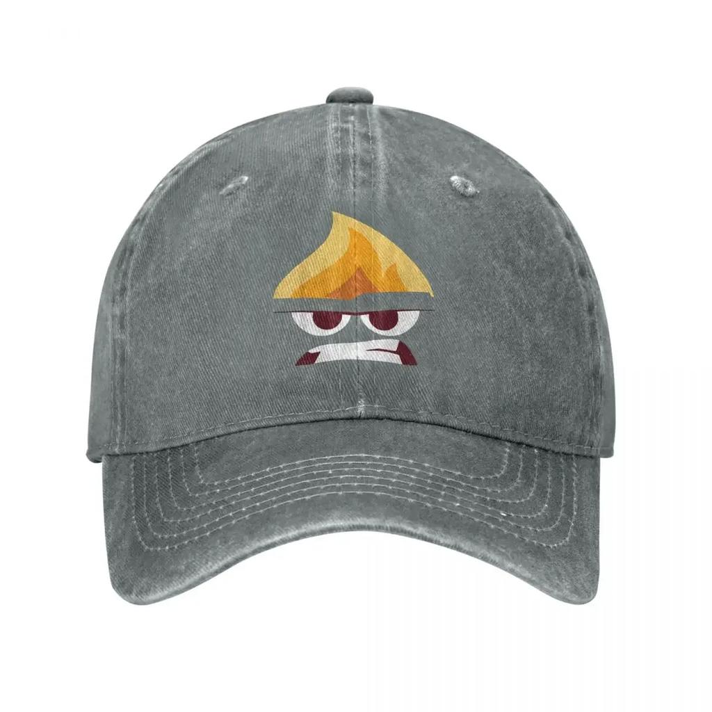 Inside Out Angry Face Halloween Baseball Caps Distressed Washed Cartoon Anime Snapback Hat Outdoor All Seasons Travel Caps Hat