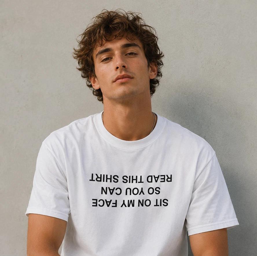 Сядь мне на лицо Прочти это Футболка Мужская Женская Белая Шуточная Верх Подарок Повседневная Хлопок 3XL