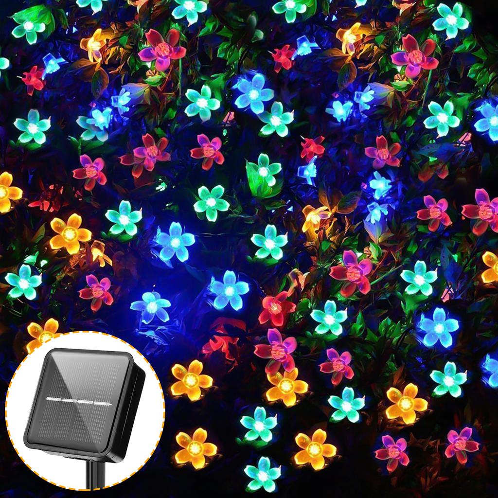 5M 20LED Solar String Lights Outdoor Waterproof Cherry Blossom 8 Mode Battery Operated Flower Lamp Christmas Garden Party Decor