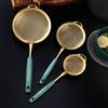 304 Stainless Steel Kitchen Strainer with Green Handle Golden Juice Flour Sieve Fried Food Skimmer Fine Mesh Filter Colander