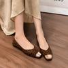 Woman Square Toe Ballerina Flats Faux Suede Leather Shoes Women Flats Non-slip Single Dress Shoes Leopard Print Casual Shoes