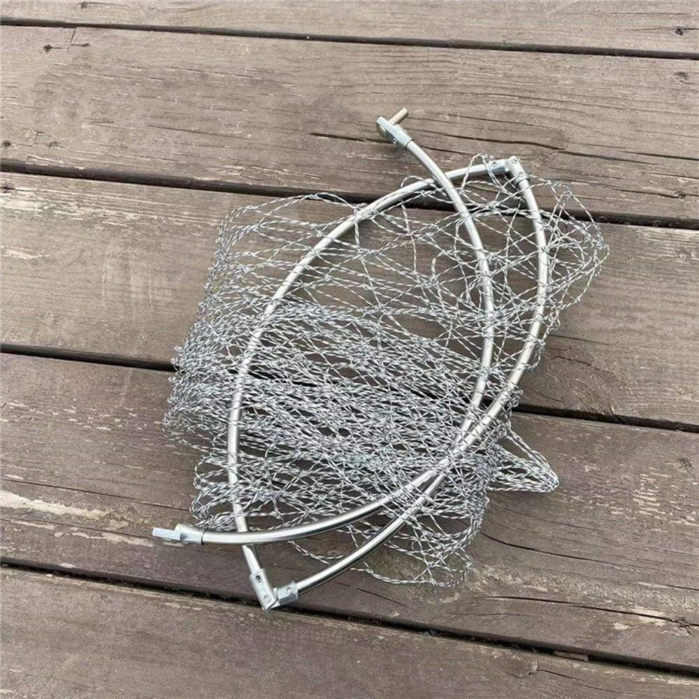Nylon Folding Landing Net Head Stainless Steel Color Nylon Fishing Net Outdoor Fish Catching