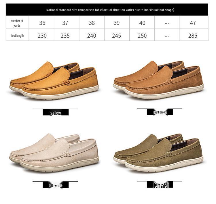 Men's Genuine Leather Slip-on Loafers - Spring Cowhide Casual Shoes
