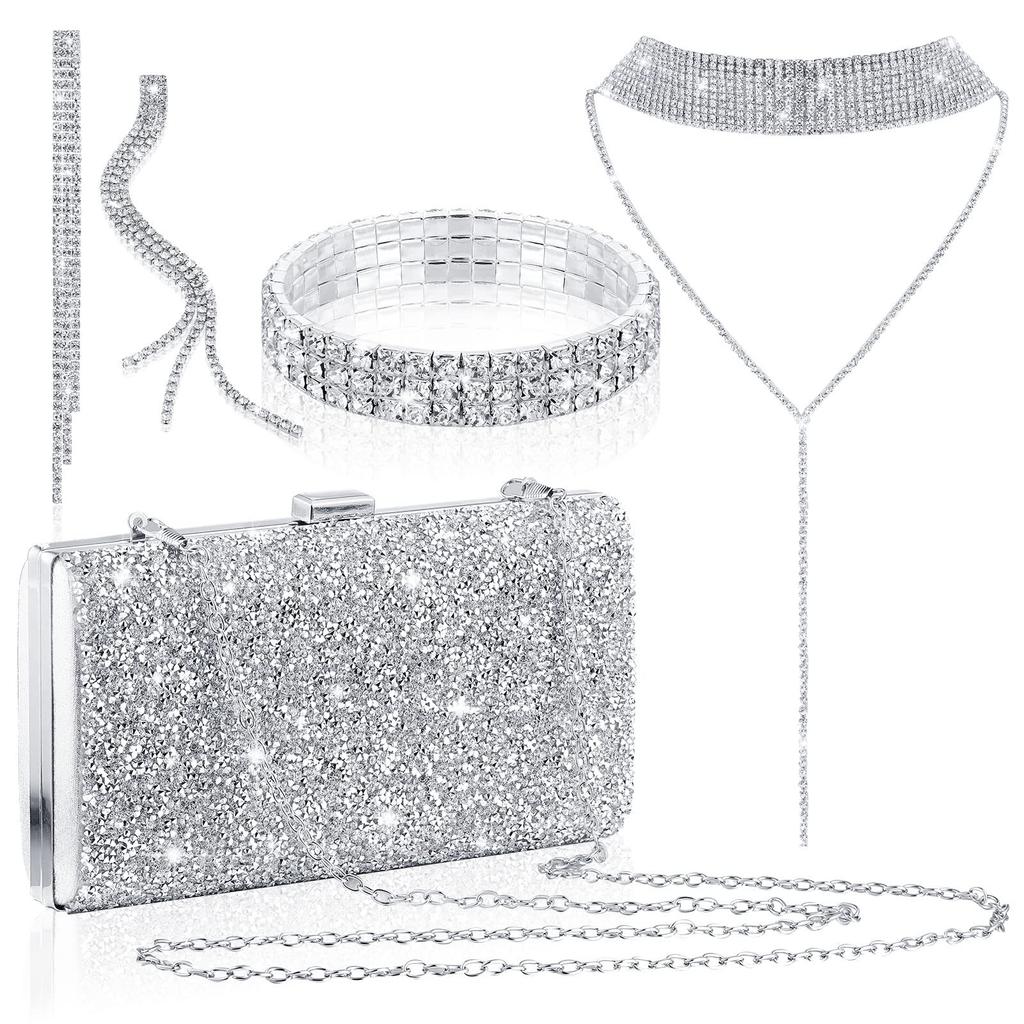 Luxurious Rhinestone Layered Necklace Set , Geometric Design , for Banquet , Party & Daily Wear