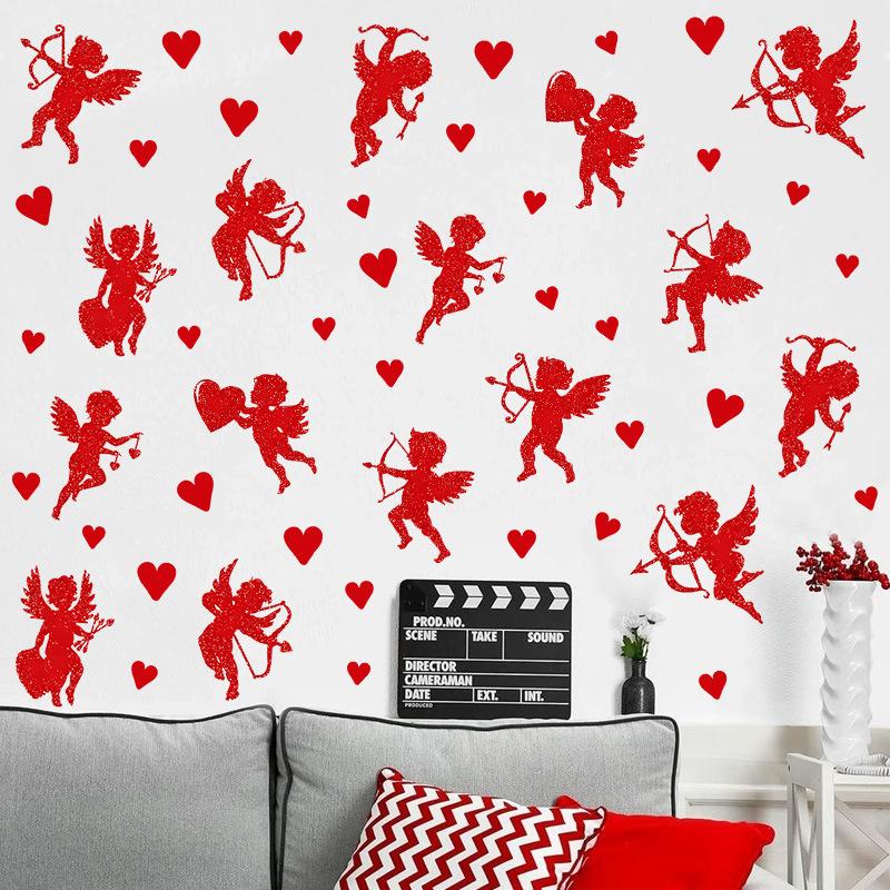 Valentine'S Day Love Window Sticker Cartoon Dwarf Pvc Self-Adhesive Marriage Wedding Wall Sticker Atmosphere Decoration Decals