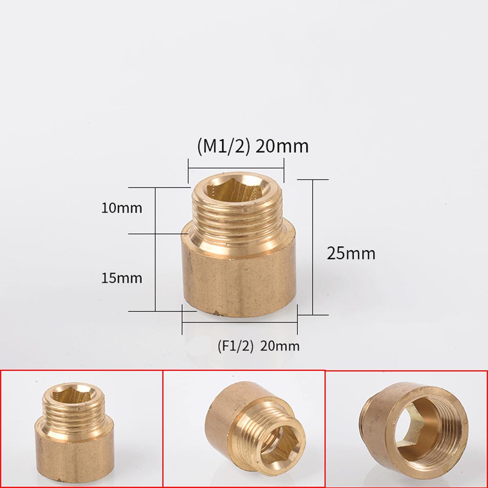 Brass 1/2 " Female To Male Stainless Steel Thickened Extension Joint Lengthened Hexagonal Extension Direct Chrome Plating Brass