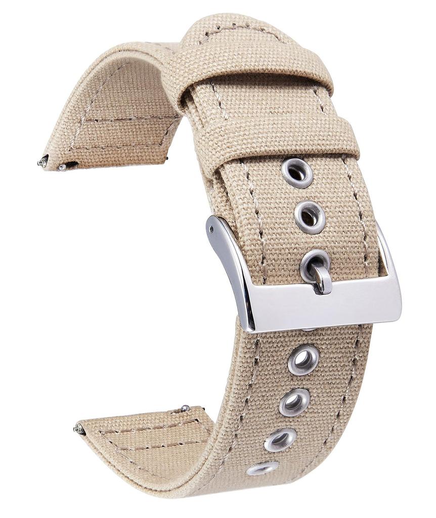 Canvas Watch Strap Quick Release Cloth Watch Band 18mm 20mm 22mm 24mm Watch Band Replacement Strap Breathable Smartwatch Strap Unisex 7 Colors Buckle