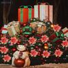 5PCS Christmas Golden Glitter 14cm Flower Christmas Tree Decoration Ornaments Color Glitter Home Party Decoration Supplies
