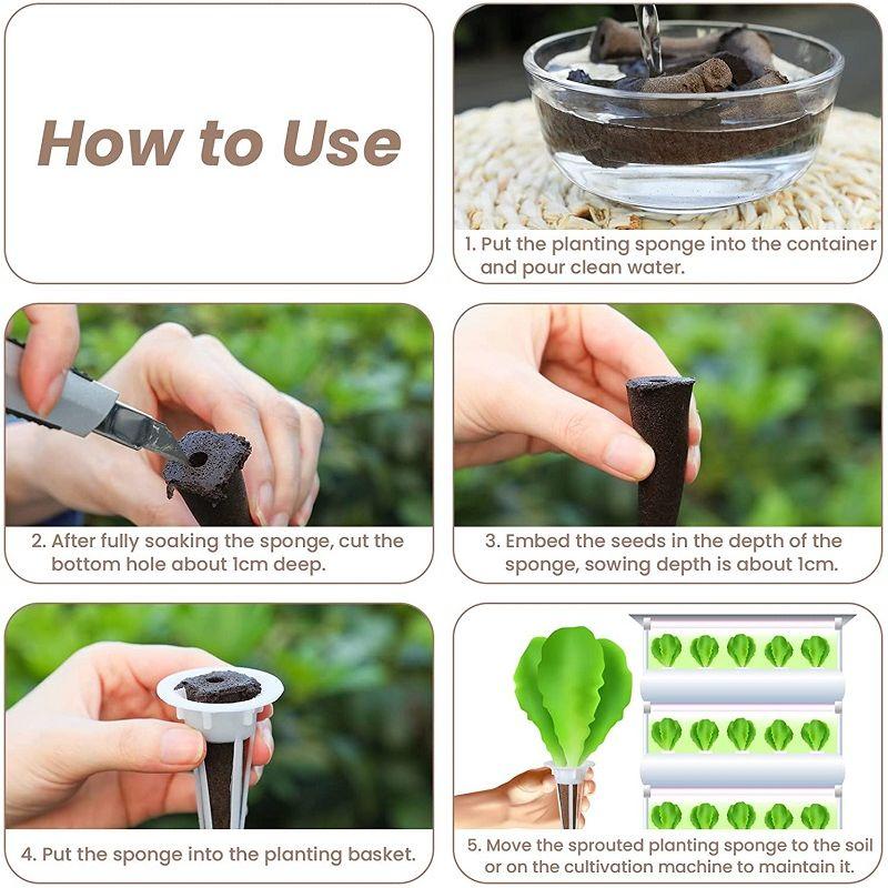 50/100pcs Plant Grow Basket For Aerogarden Plant Hydroponics Soilless Grow Sponges Seed Pods Garden Plant Basket Kit Set