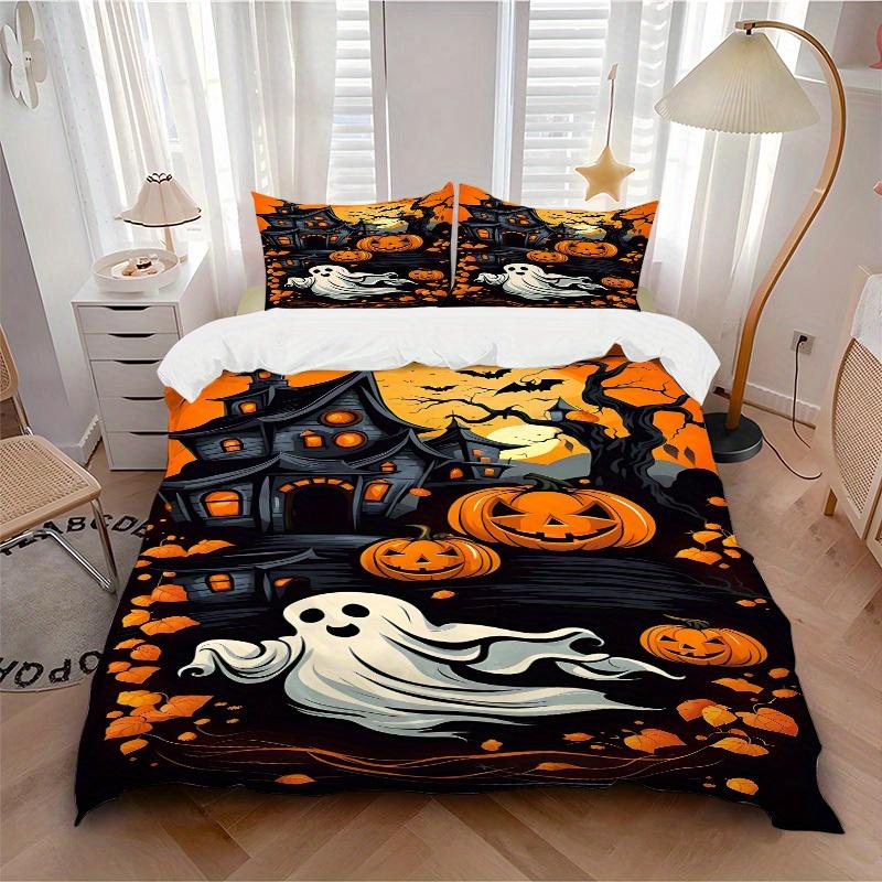 

3pcs Halloween Ancient Castle Ghosts Soft and Comfortable Breathability, Bedding Set, Machine Washable, Suitable for All Seasons126 135x200cm