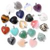 1PC 20mm Faceted Heart Pendant Natural Stone Rose Quartz Crystal Turquoise Tiger Eye Aventurine Jewelry Making Necklace DIY