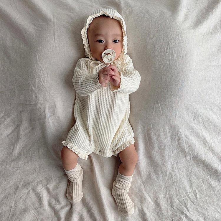 Koreansk babyvaffel-romper - Nyfødt- og småbarnsbody for vår/høst