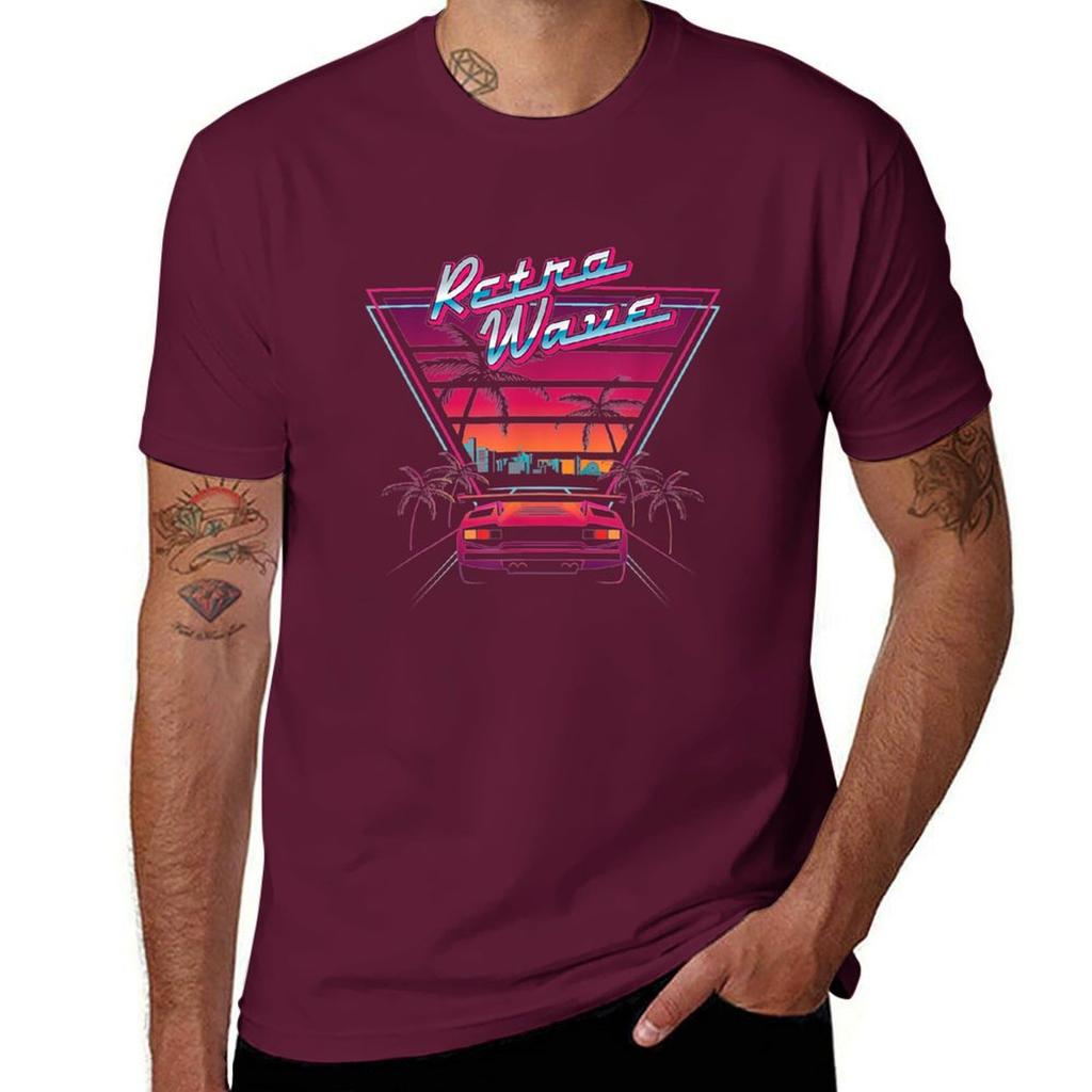 80s Vintage Retro Wave Synthwave Love Retro Wave Miami Beach T-Shirt Summer Tops Shirts Graphic Tees Short Sleeve Tee Men