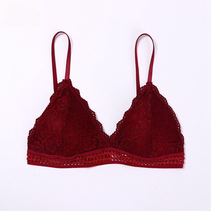 French Style Bra Seamless Deep V Lace Bra Wireless Thin Underwear Sexy Soft Bra
