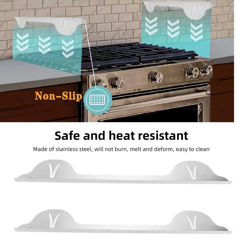 2PCS Stainless Steel Stove Counter Gaps Cover Heat Resistant Stove Gaps Guards Range Trim Kit for Kitchen Silver