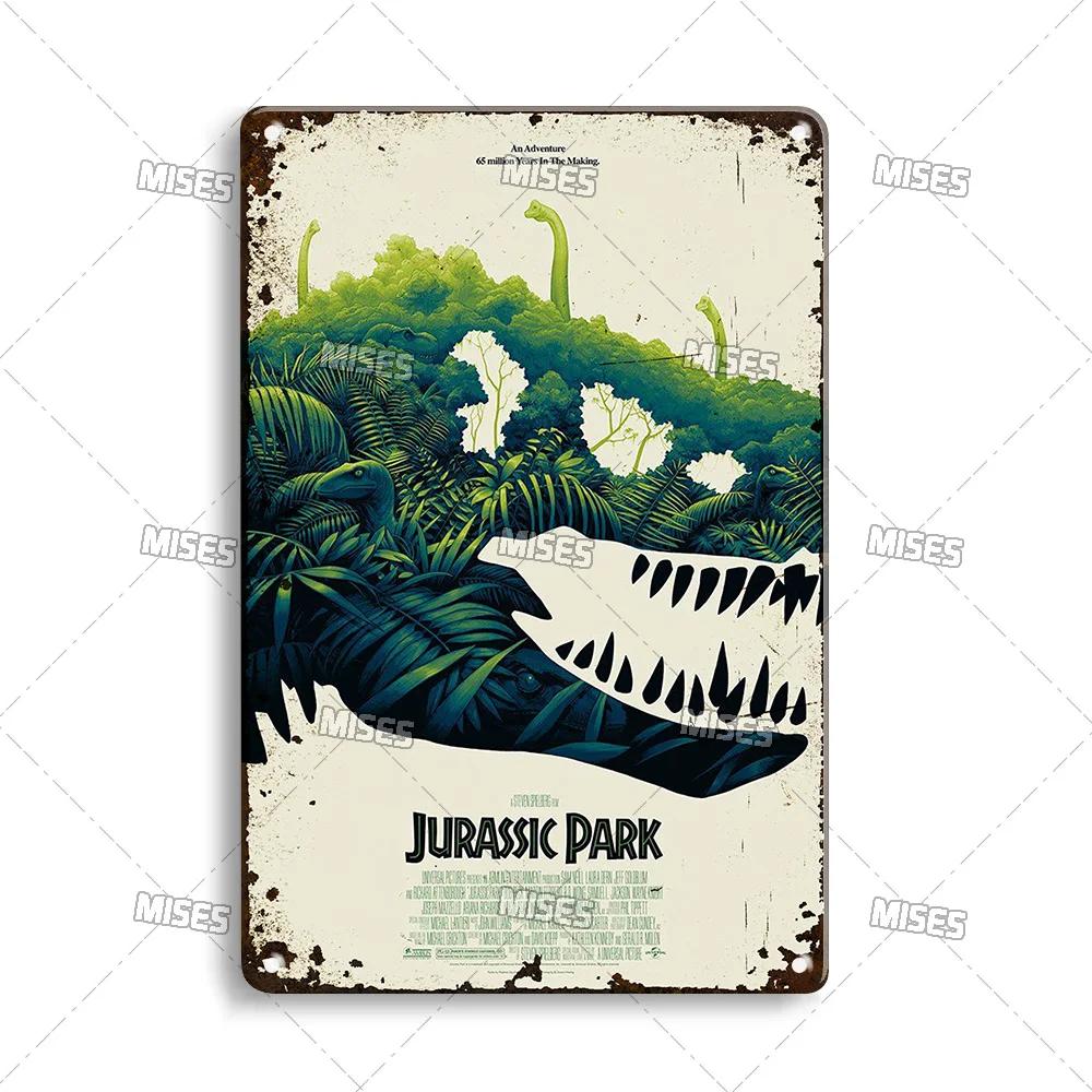 MISES Film Classico Jurassic Park Targa Metallica Pub Targa Metallica Giardino Vecchia Targa Murale Segno Metallico Arrugginito Decorazione Murale Poster Metallico