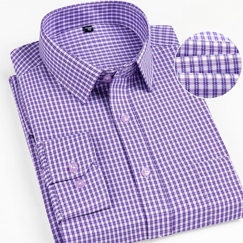 Men Formal Shirt Long Sleeve Office Solid Color Striped Business Social Men's Long Sleeved Shirt Work White Shirt Men Clothing