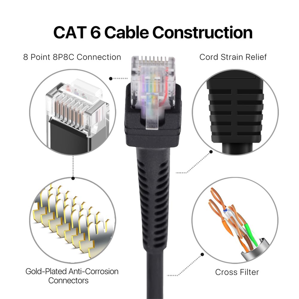 Cablecc RJ45 Stretch Spiralkabel Cat6 8P8C UTP LAN Ethernet Netzwerk Patch Verlängerungskabel 6.56ft/2.0m