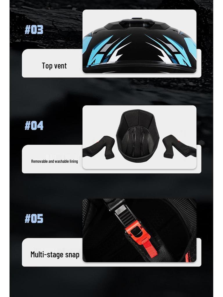 3C Certified Dual Lens Motorcycle Helmet for All Seasons, Men & Women