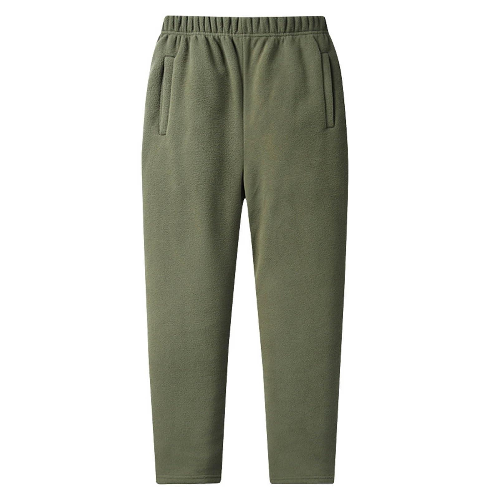 

Мужские повседневные свободные однотонные теплые флисовые спортивные штаны и флисовые брюки M армия зеленый