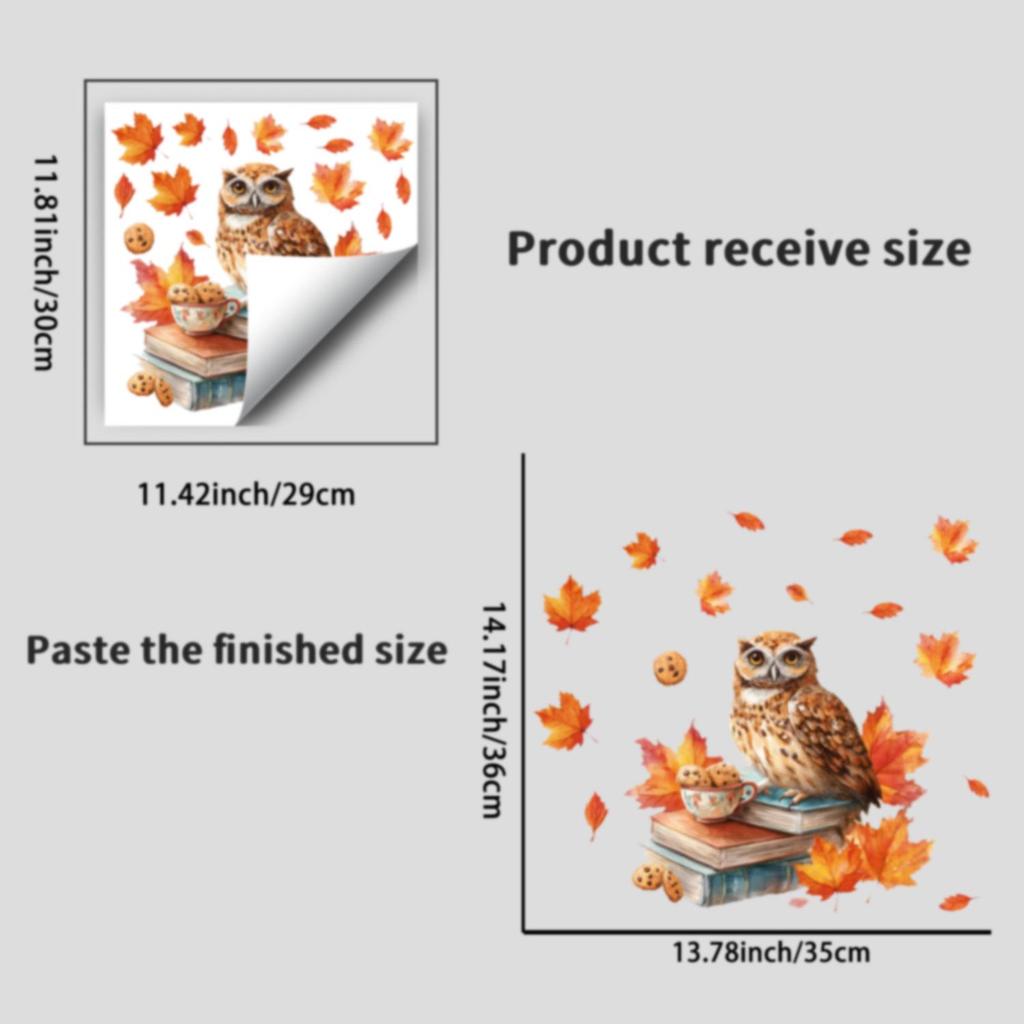 Autumn Maple Leaf Owl Wall Sticker - Creative, Decorative & Removable