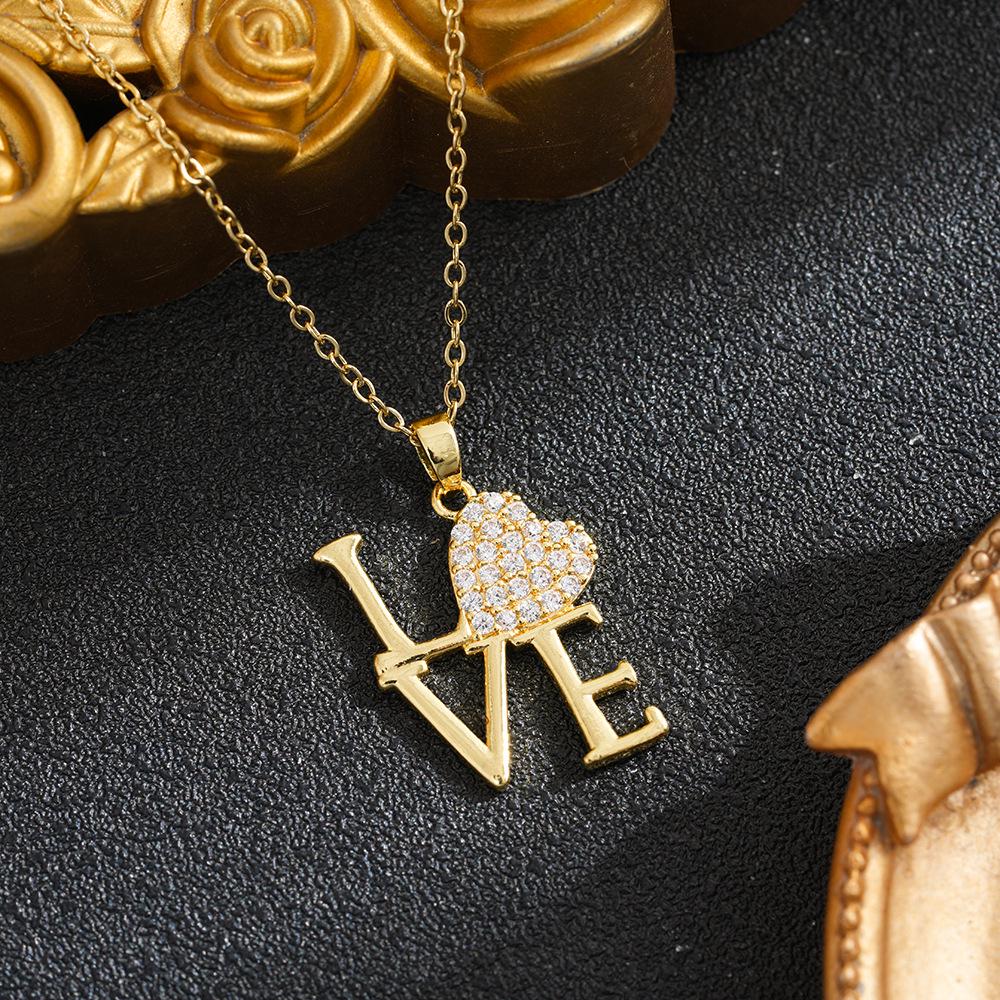 Titanium Steel Heart Necklace for Women with Zircon - Fashionable and Versatile Design