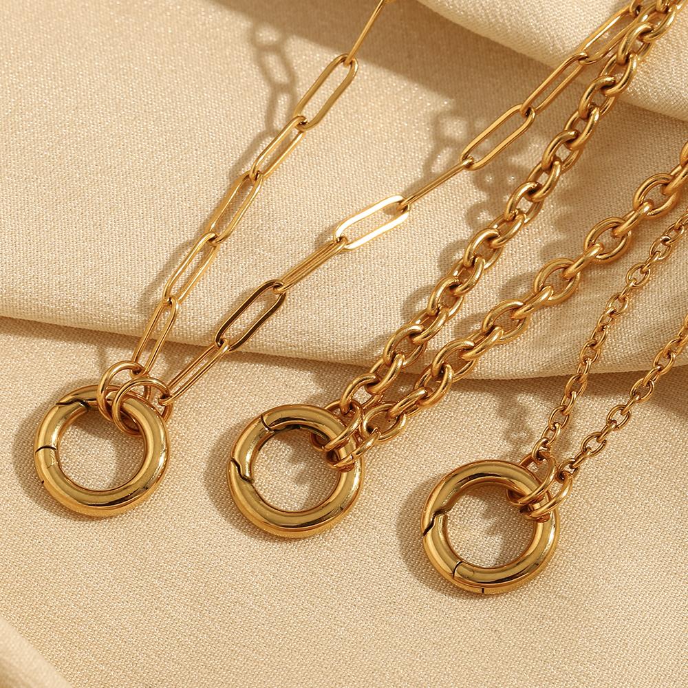 E.B.belle Runde Federstecker Halskette Edelstahl O-Kette 18 Karat Vergoldet Für DIY Schmuckherstellung Zubehör