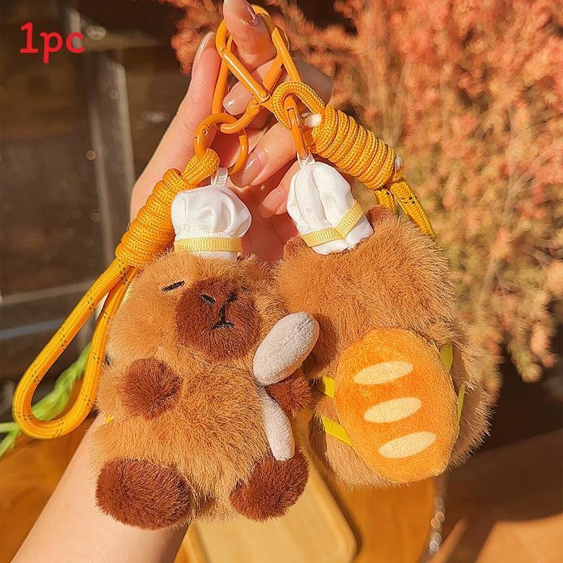 Capybara Plush Keychain Baking Wearing A Chefs Hat Toast Design Gift For