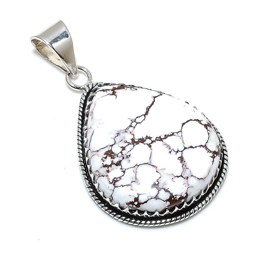 Wild Horse Gemstone Handmade 925 Sterling Silver Jewelry Pendant 2.17" SU-9925
