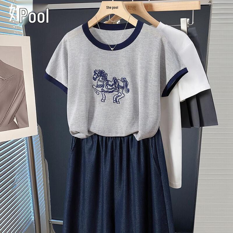 Ta Chi Women s Sleeveless Ice Silk Knit T-Shirt with Horse Embroidery One Size
