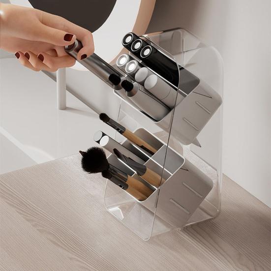 Desktop Cosmetics Storage Box Large Capacity Cosmetic Organizer with 2 Drawers Removable Multi-Compartment Box Makeup Organizer for Dresser