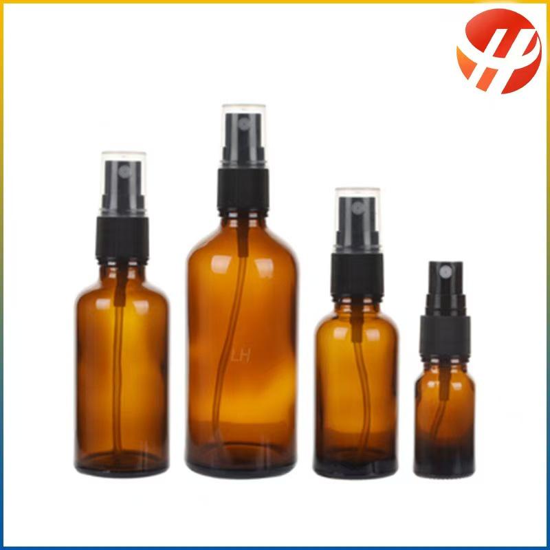 Brown Light-Blocking Thickened Glass Spray Bottle, Essential Oil and Lotion Decanter with Lid, 50ml, Portable.