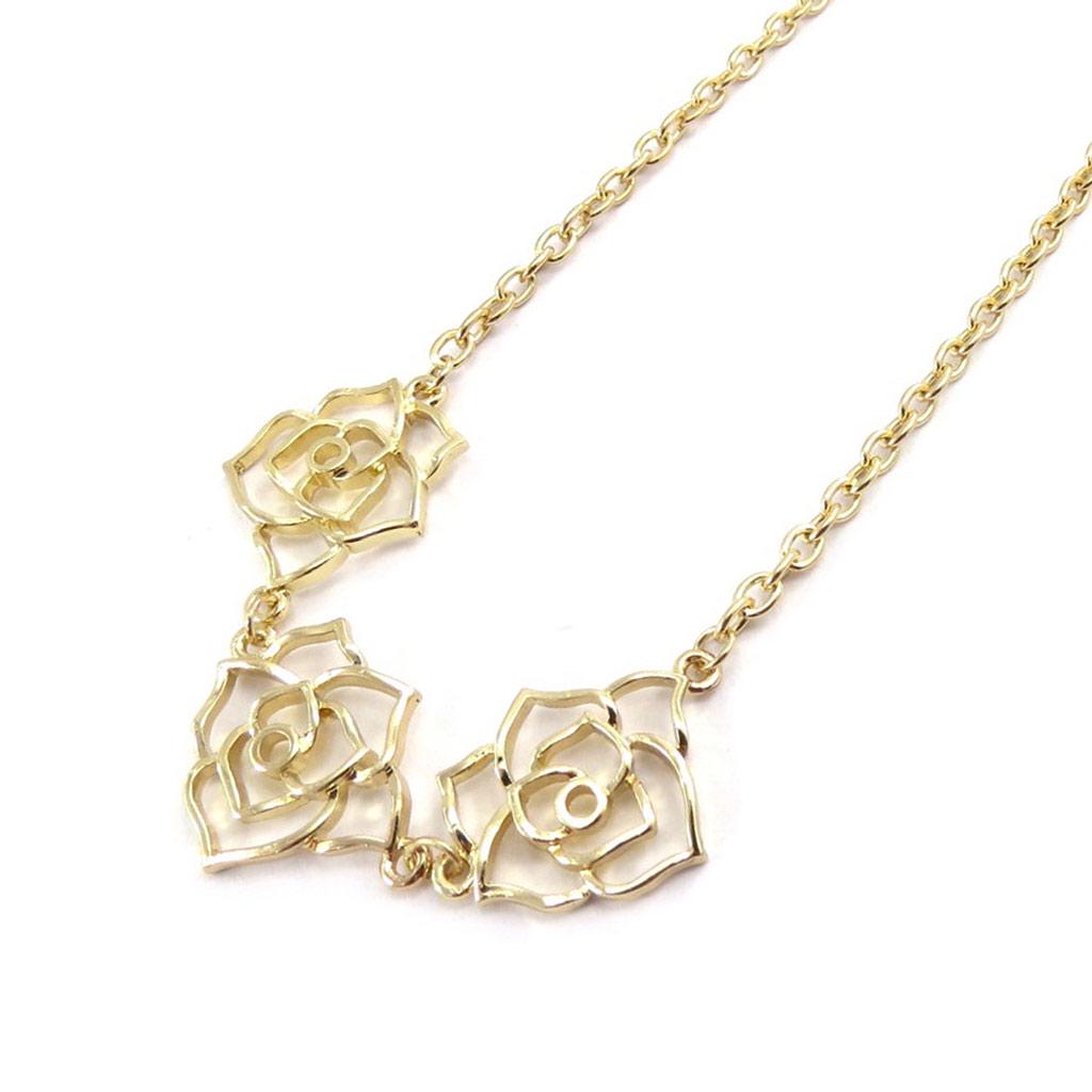 Les Trésors De Lily [J9001] - Gold 'Rosa Romantica' Designer Necklace