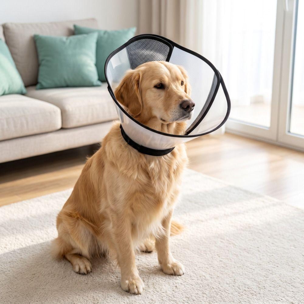 Breathable Dogs Comfy Cones Adjustable Neck Protection Cover  Sterilization