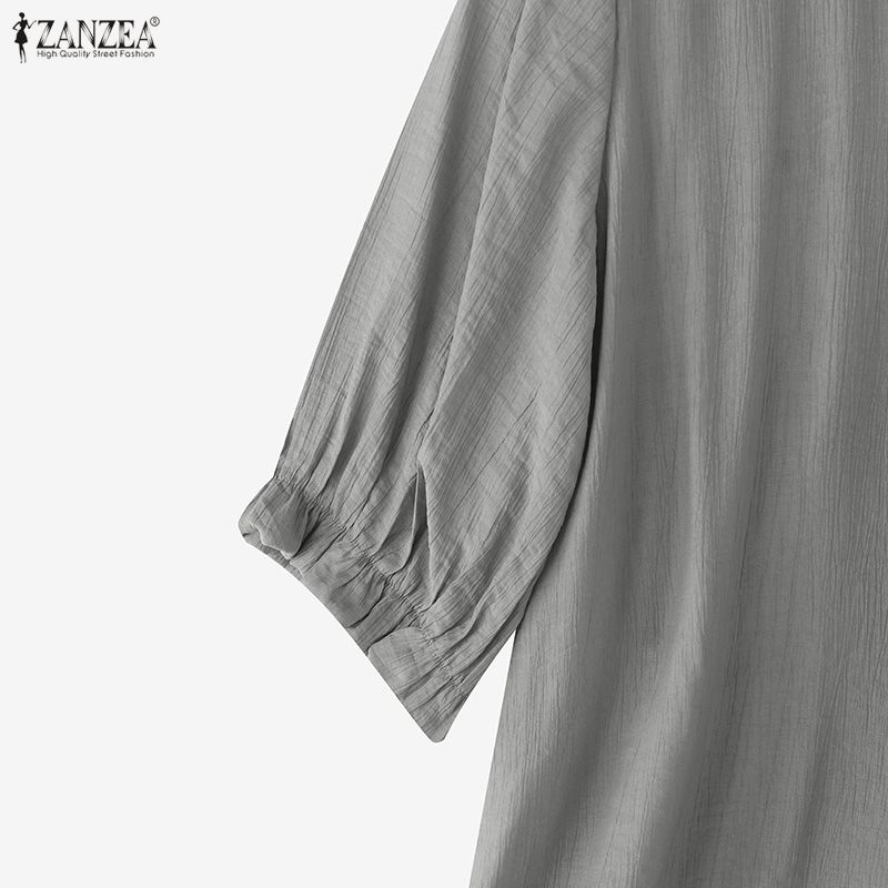 ZANZEA Women Casual V-Neck Loose Summer 3/4 Sleeve Blouse