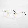 Fashion new trend European and American women fashionable metal cat eye frame spring leg personalized versatile anti-blue flat mirror