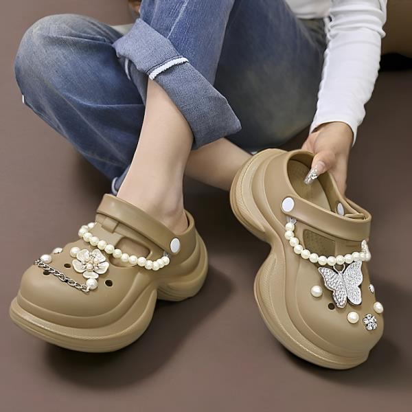 Fashion String Bead Shoes Woman 2025 Slippers For Swimming Pool Cover Toe Pantofle Platform Beach Flat New Slides Shoes Woman 2025 Slipp