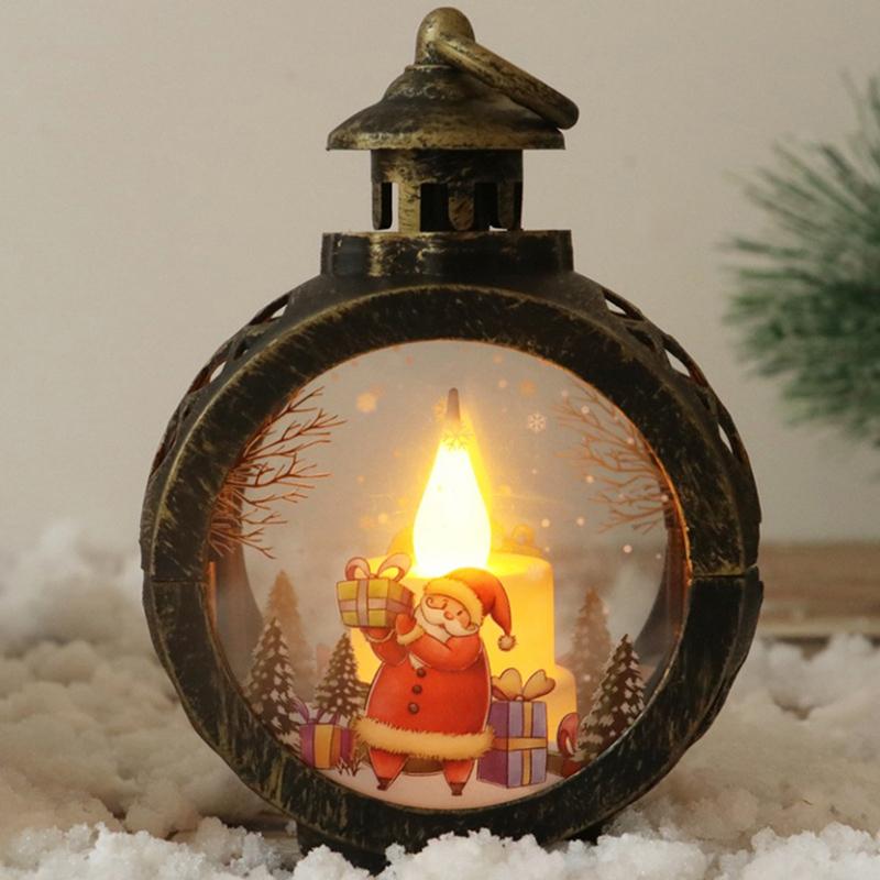 LED Christmas Candles Vintage Candle Lanterns with Led Light Decorative Tabletop Ornament for Indoor Outdoor Decor Party Gift