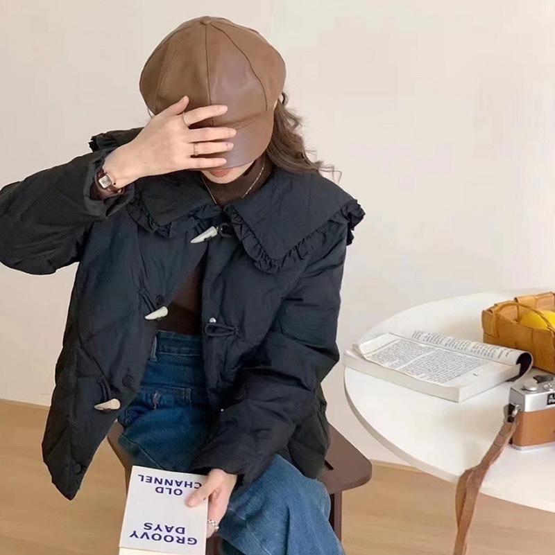 Sweet baby face down jacket women's 2024 winter new age-reducing horn buckle warm small coat tide