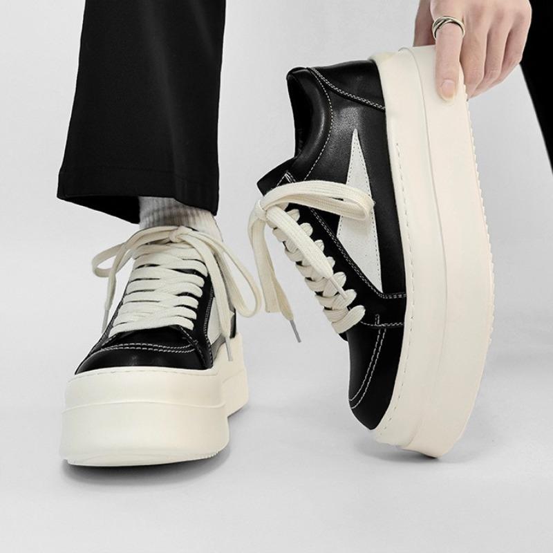 Fashion Couple Platform Big Head Leather Shoes Men's Women's High Quality Board Shoe Fad Height Increase Casual Thick Sole Shoes for Man
