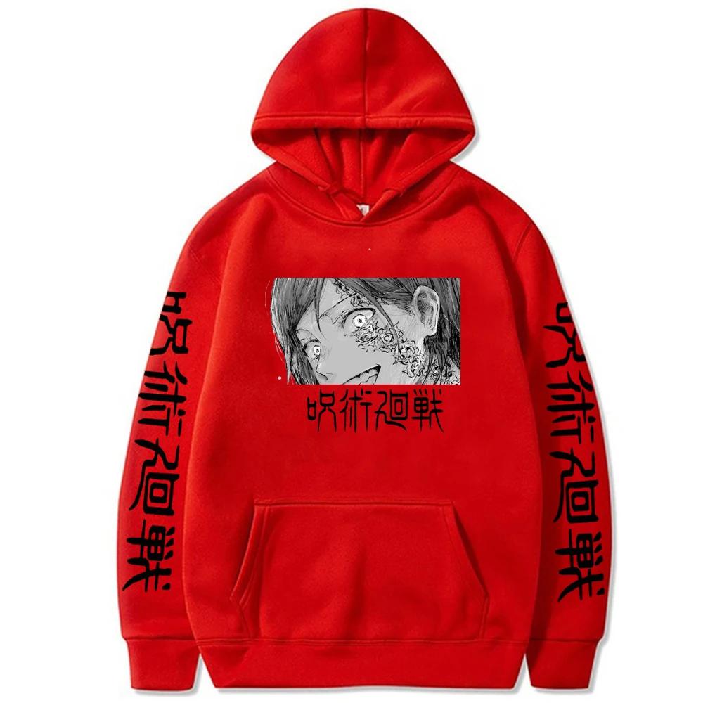 Mode Anime Jujutsu Kaisen Kugisaki Nobara Hoodies Cool Cartoon Schwarz-Weiß-Druck Harajuku Streetwear Casual Sweatshirts