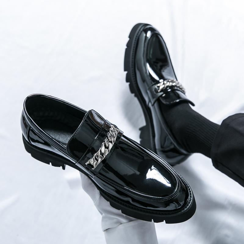 Men Loafers Street Style Classic Thick Sole Platform Height Increase Black Formal Business Wedding Dress Prom Blazers Tuxedo Party Shoes Large Size