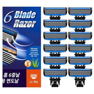 Comet Home 6-Klingen-Rasierklingen zum Nachfüllen, 12 Stück, 1 Set, Koreanische Rasierklinge